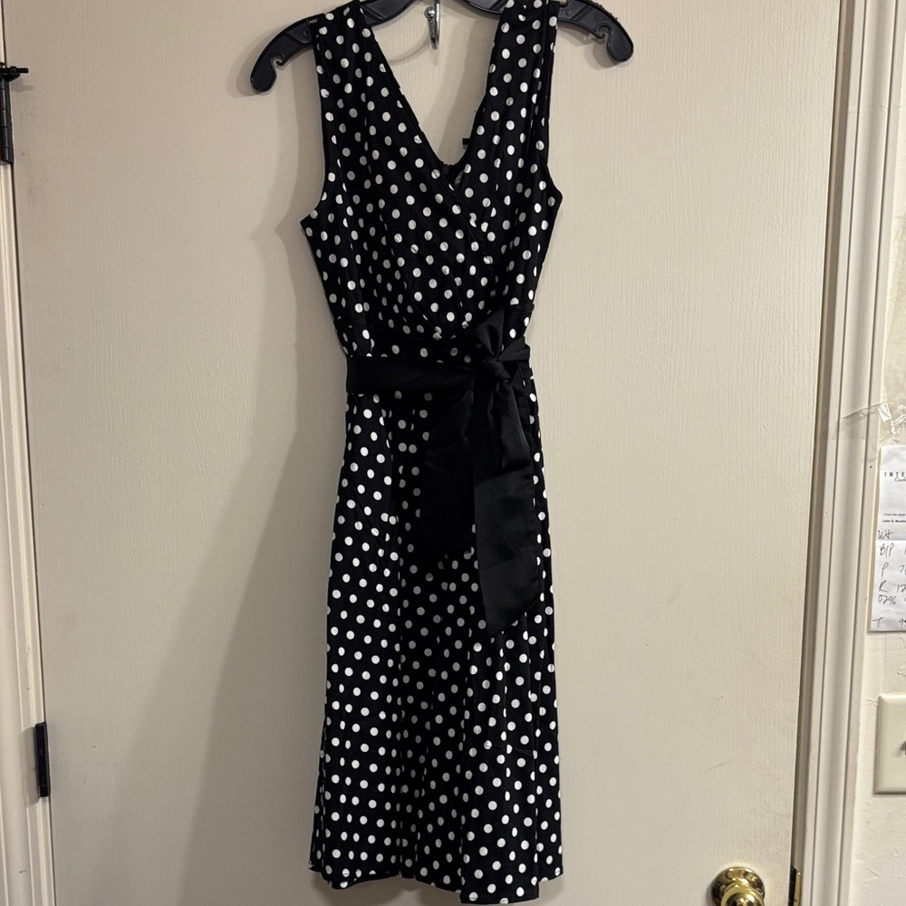 Zeagoo Black and White Polka Dot Midi Dress
